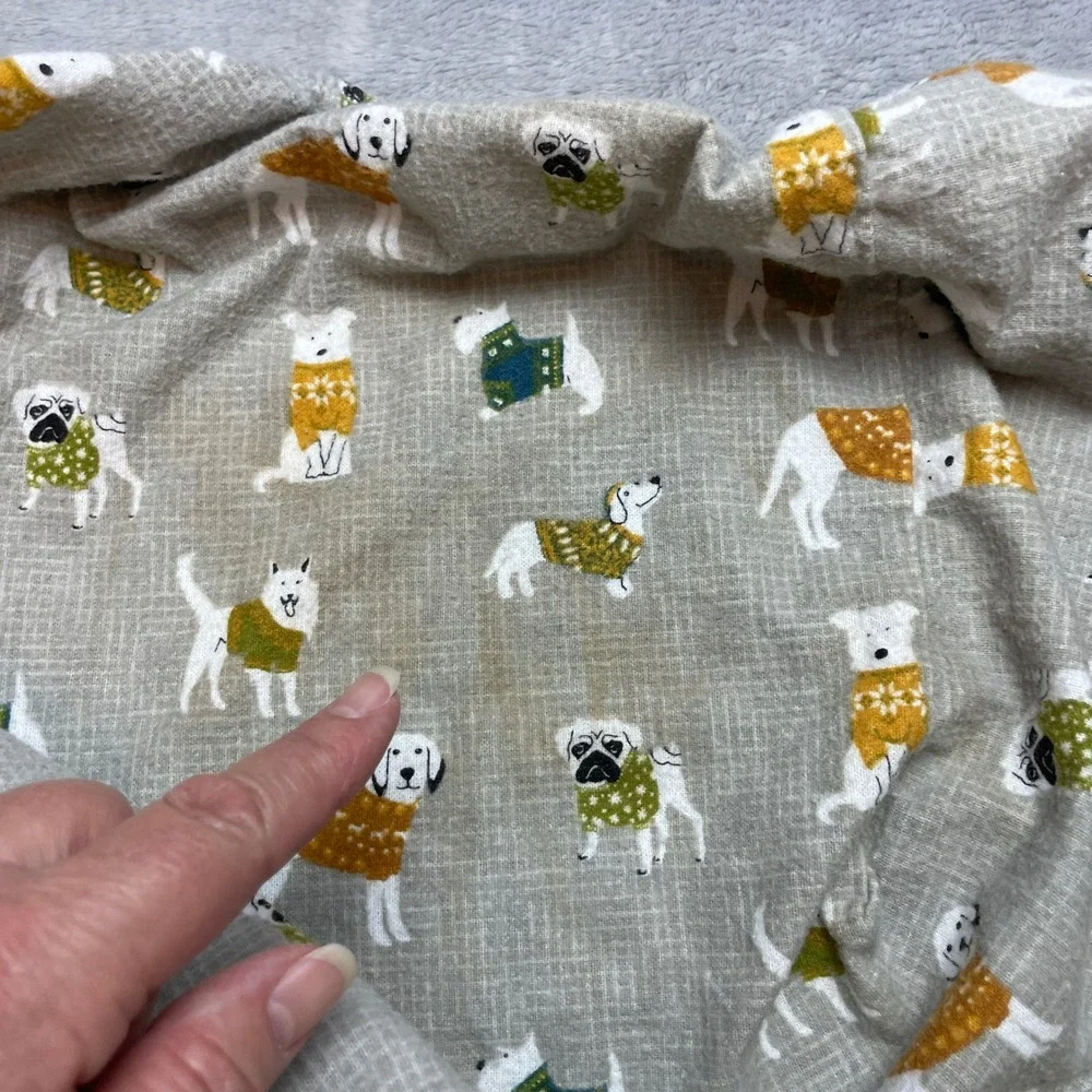 True North Cotton Dog Print Sheet Set Size Queen Grey Winter Sweater Pugs Westie